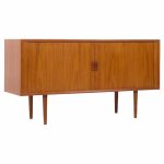Svend Aage Larsen Mid Century Danish Teak Tambour Door Credenza | Mid Century Modern Furniture - Mid Century Furniture Chicago Svend Aage Larsen Mid Century Danish Teak Tambour Door Credenza