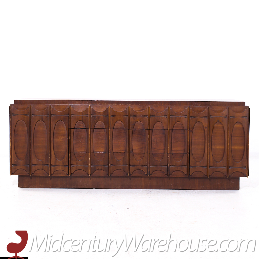 Tobago Brutalist Mid Century Walnut Lowboy Dresser