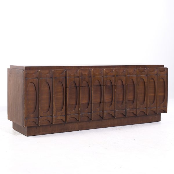 Tobago Brutalist Mid Century Walnut Lowboy Dresser