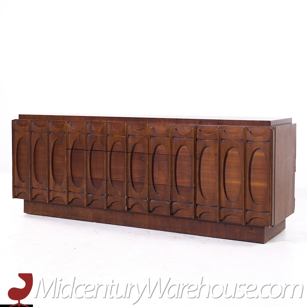 Tobago Brutalist Mid Century Walnut Lowboy Dresser