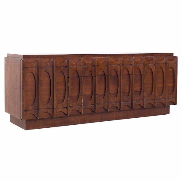 Tobago Brutalist Mid Century Walnut Lowboy Dresser