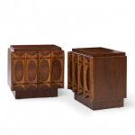 Tobago Brutalist Mid Century Walnut Nightstands - Pair