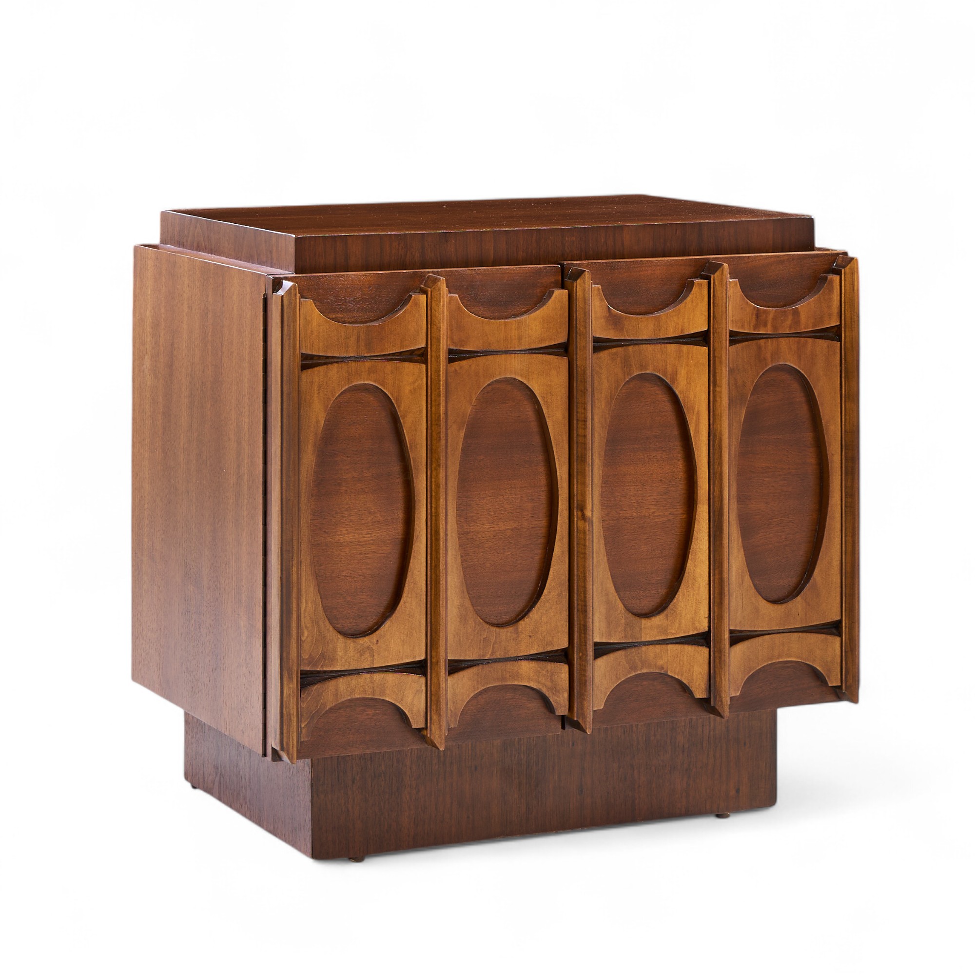 Tobago Brutalist Mid Century Walnut Nightstands - Pair