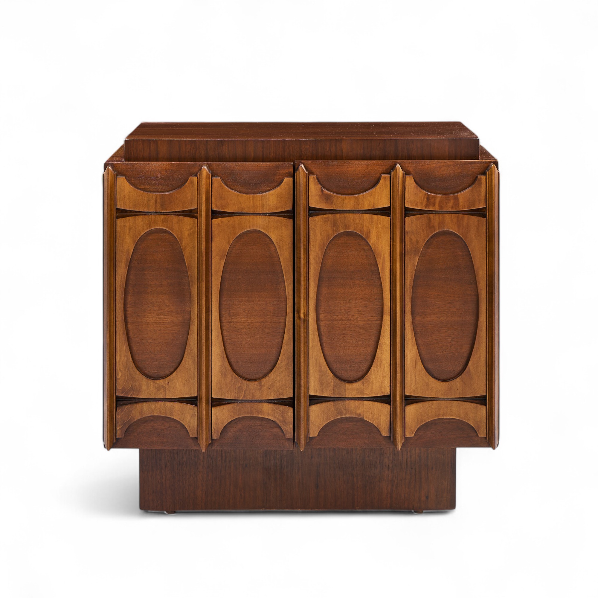 Tobago Brutalist Mid Century Walnut Nightstands - Pair