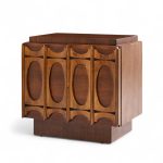 Tobago Brutalist Mid Century Walnut Nightstands - Pair