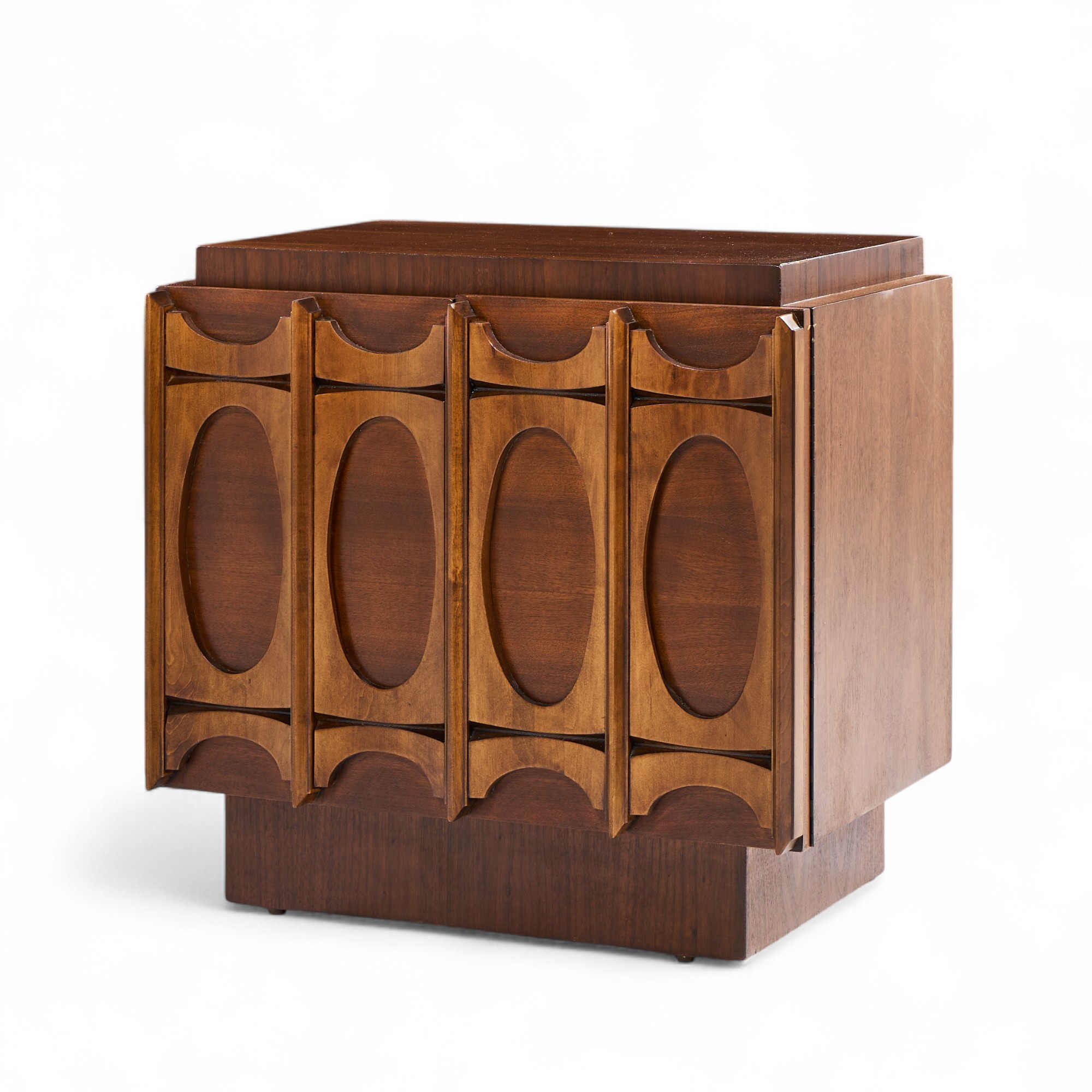 Tobago Brutalist Mid Century Walnut Nightstands - Pair
