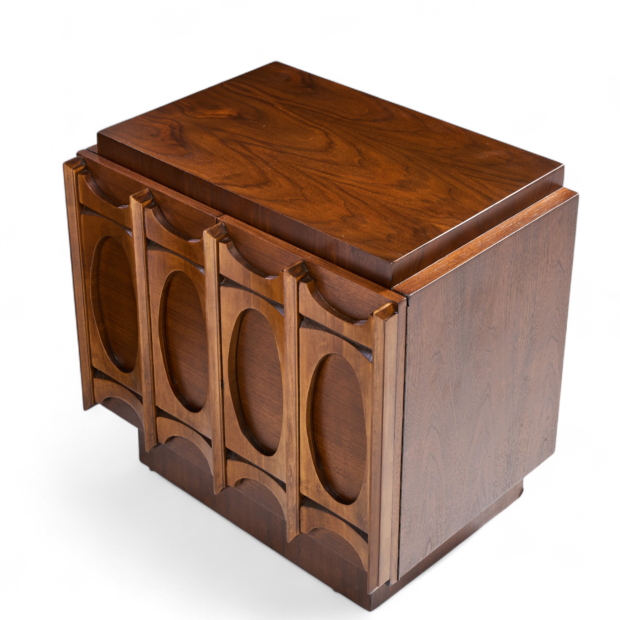 Tobago Brutalist Mid Century Walnut Nightstands - Pair