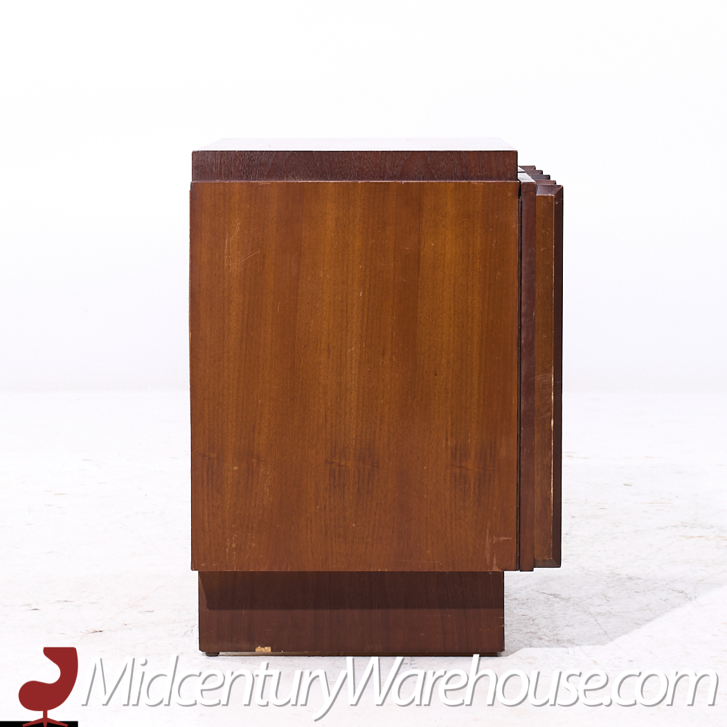 Tobago Brutalist Mid Century Walnut Nightstands - Pair