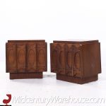 Tobago Brutalist Mid Century Walnut Nightstands - Pair | Mid Century Modern Furniture - Mid Century Furniture Chicago Tobago Brutalist Mid Century Walnut Nightstands - Pair