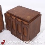 Tobago Brutalist Mid Century Walnut Nightstands - Pair | Mid Century Modern Furniture - Mid Century Furniture Chicago Tobago Brutalist Mid Century Walnut Nightstands - Pair