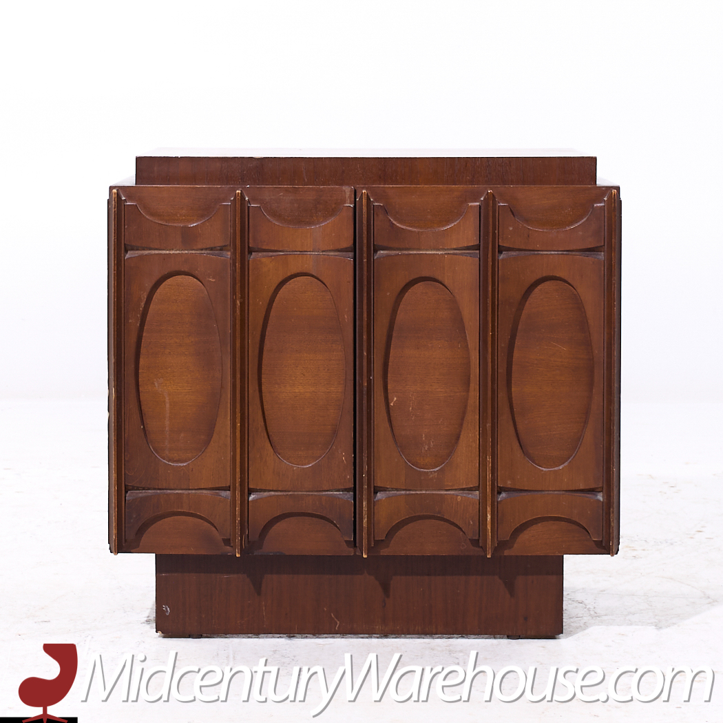 Tobago Brutalist Mid Century Walnut Nightstands - Pair