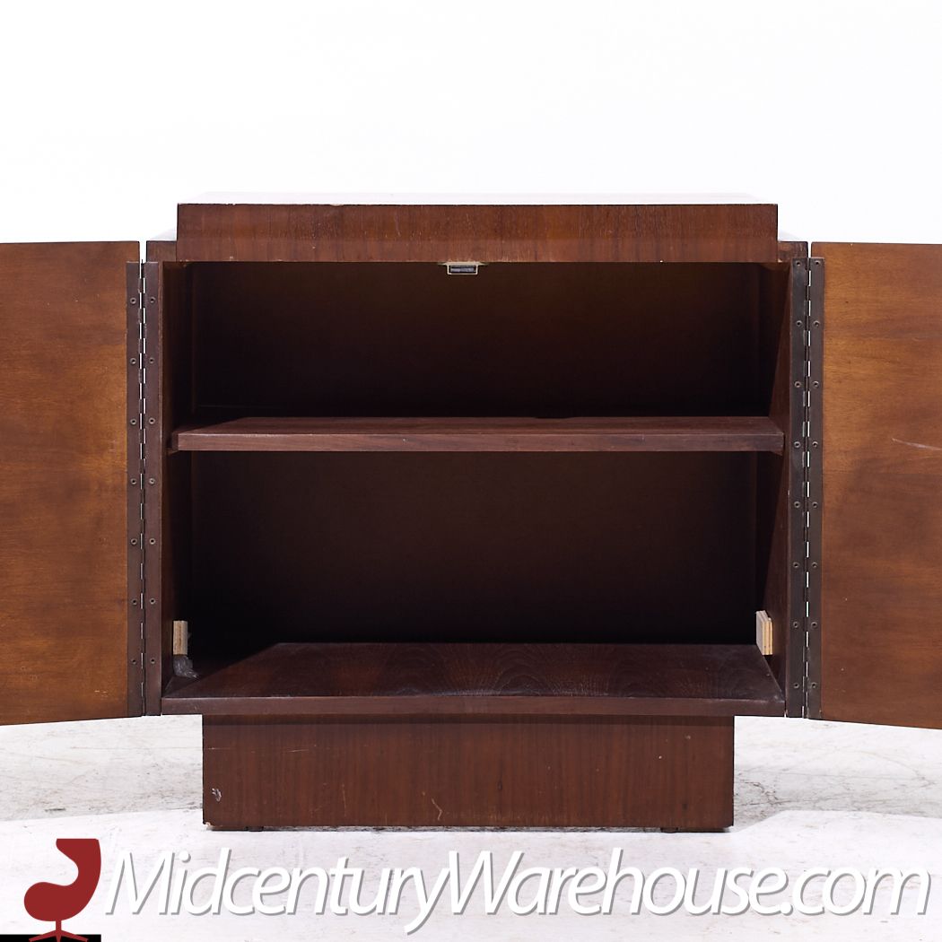 Tobago Brutalist Mid Century Walnut Nightstands - Pair