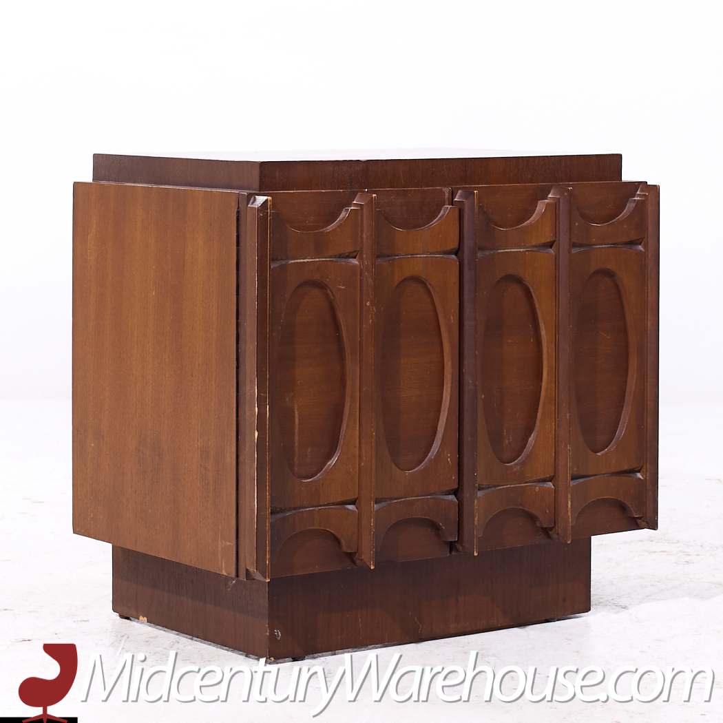 Tobago Brutalist Mid Century Walnut Nightstands - Pair