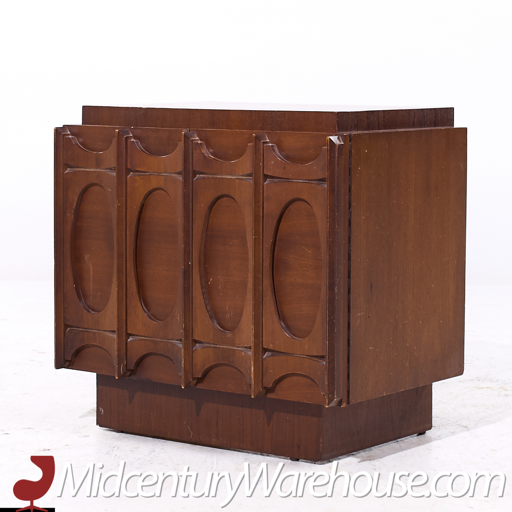 Tobago Brutalist Mid Century Walnut Nightstands - Pair