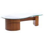 Vladimir Kagan Style Mid Century Walnut and Glass Biomorphic Coffee Table | Mid Century Modern Furniture - Mid Century Furniture Chicago Vladimir Kagan Style Mid Century Walnut and Glass Biomorphic Coffee Table