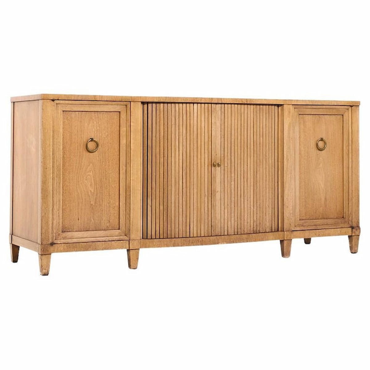 Widdicomb Style Mid Century Bleached Mahogany Tambour Door Credenza