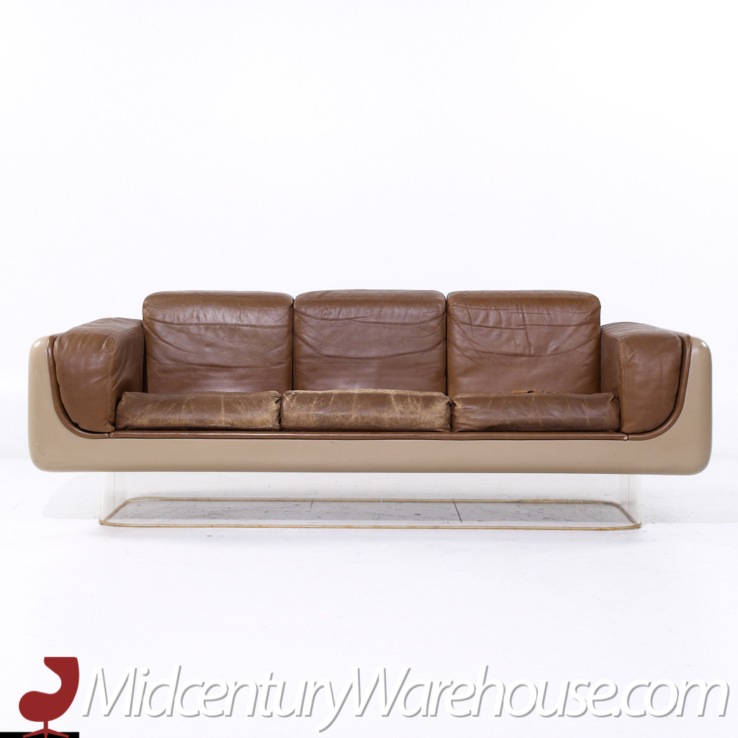 William Andrus for Steelcase Model 465 Mid Century Lucite and Fiberglass Sofa