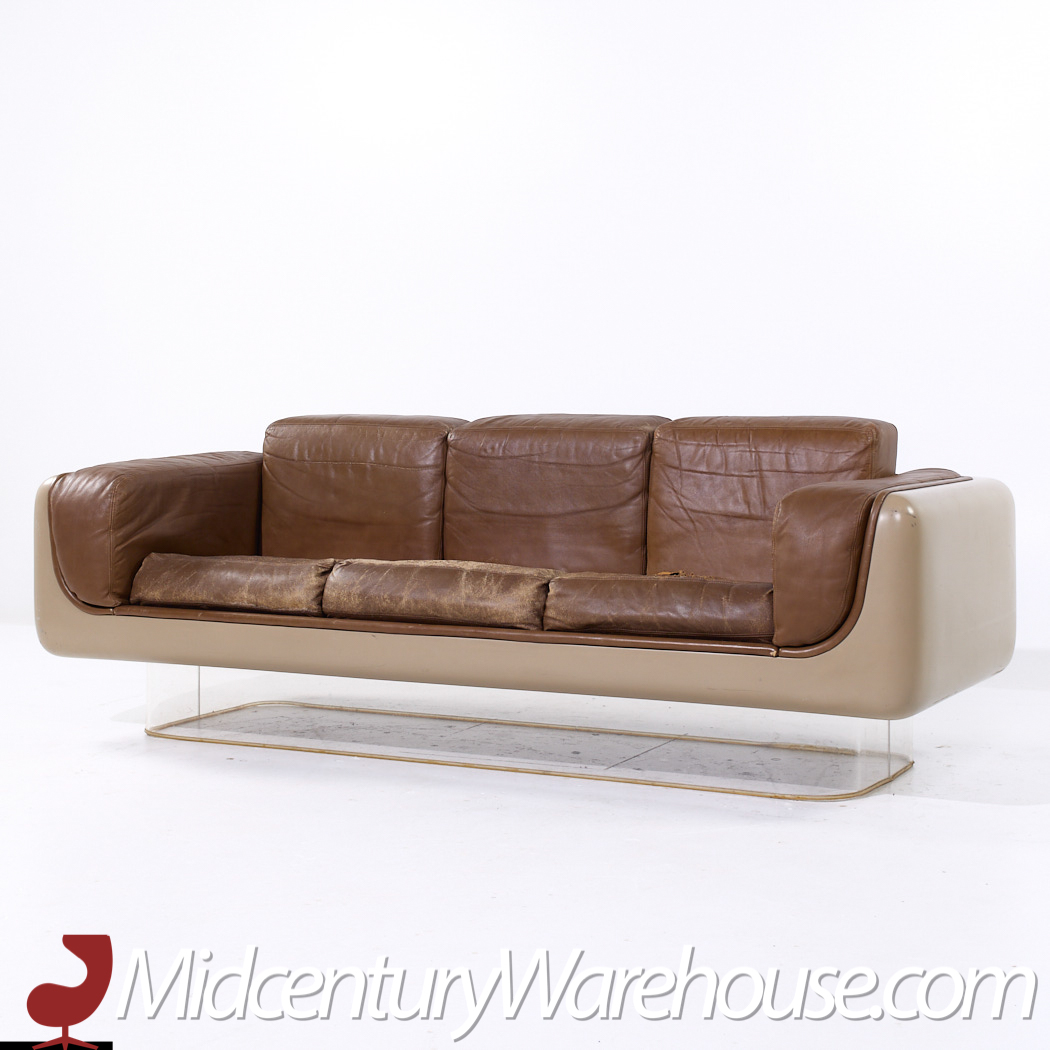 William Andrus for Steelcase Model 465 Mid Century Lucite and Fiberglass Sofa