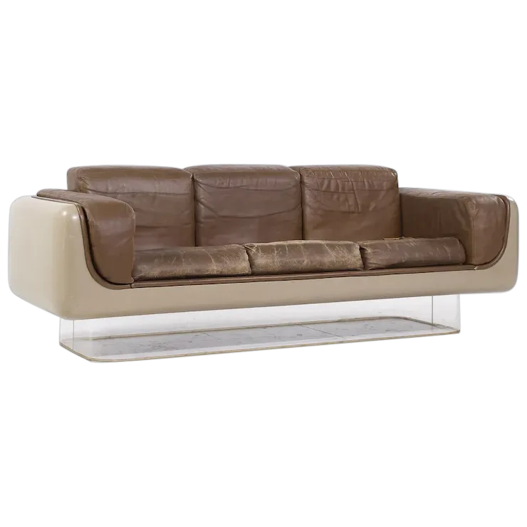William Andrus for Steelcase Model 465 Mid Century Lucite and Fiberglass Sofa