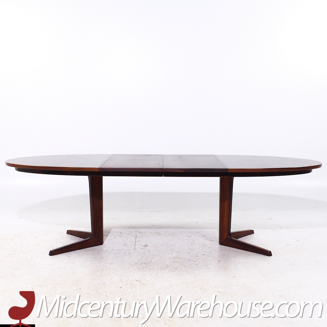 Bernhard Pedersen Mid Century Danish Rosewood Expanding Dining Table with 2 Leaves