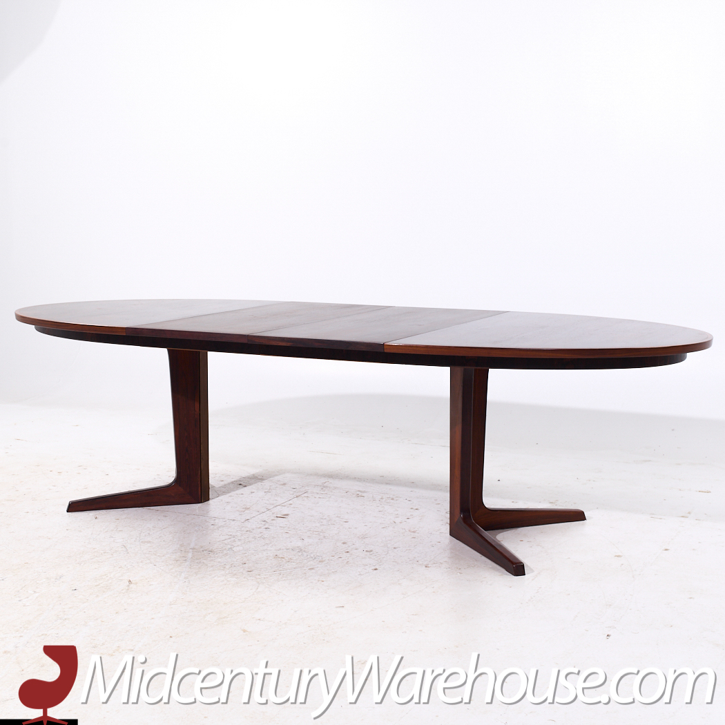 Bernhard Pedersen Mid Century Danish Rosewood Expanding Dining Table with 2 Leaves