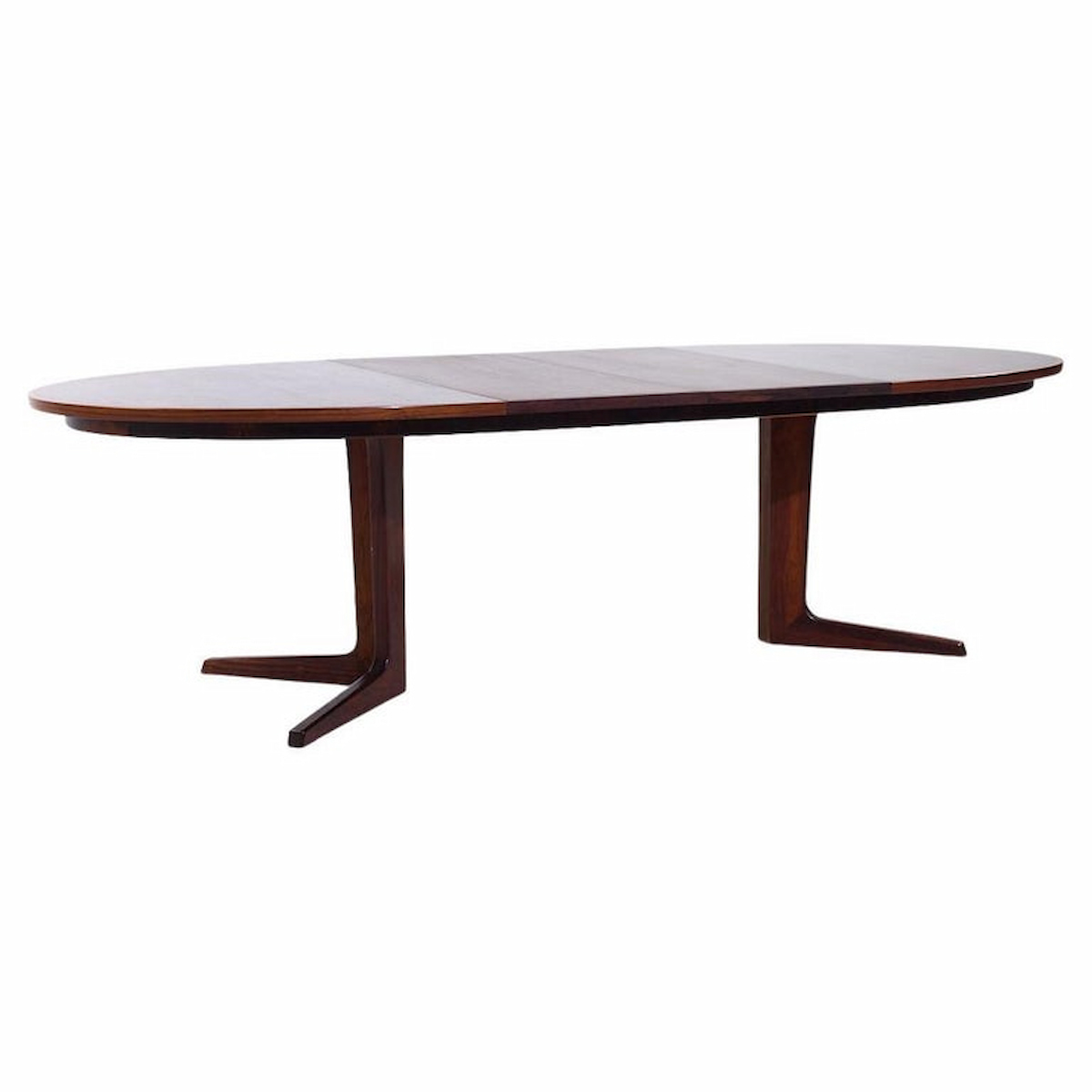 Bernhard Pedersen Mid Century Danish Rosewood Expanding Dining Table with 2 Leaves