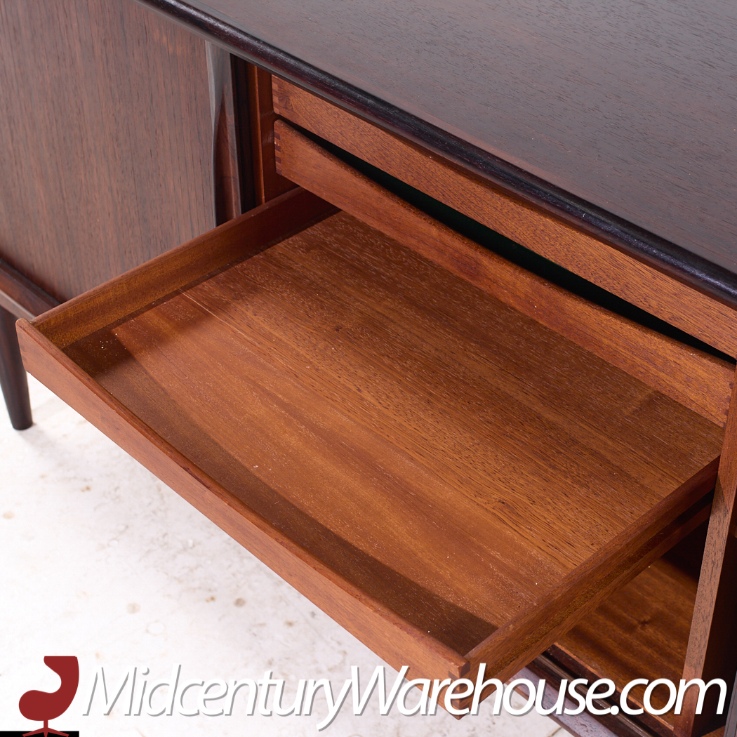 Bernhard Pedersen Mid Century Danish Rosewood Tambour Door Credenza and Hutch