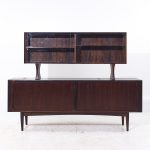 Bernhard Pedersen Mid Century Danish Rosewood Tambour Door Credenza and Hutch | Mid Century Modern Furniture - Mid Century Furniture Chicago Bernhard Pedersen Mid Century Danish Rosewood Tambour Door Credenza and Hutch