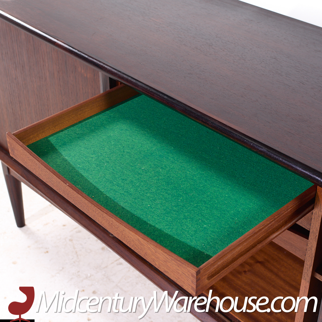 Bernhard Pedersen Mid Century Danish Rosewood Tambour Door Credenza and Hutch