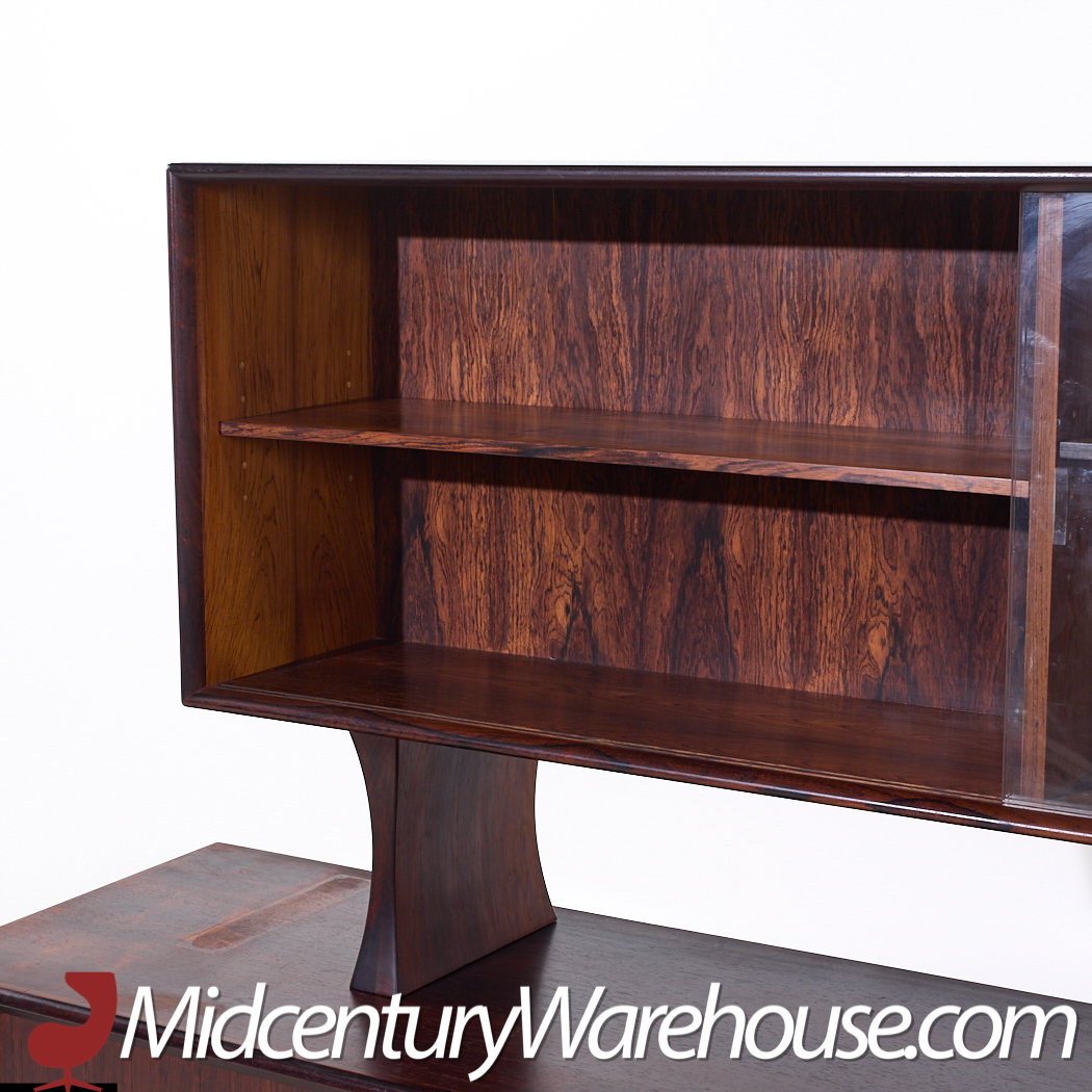 Bernhard Pedersen Mid Century Danish Rosewood Tambour Door Credenza and Hutch