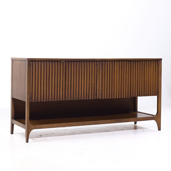 broyhill brasilia mid century walnut fluted buffet credenza