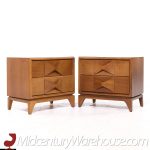 Broyhill Brasilia Style Mid Century Walnut Nightstands - Pair | Mid Century Modern Furniture - Mid Century Furniture Chicago Broyhill Brasilia Style Mid Century Walnut Nightstands - Pair