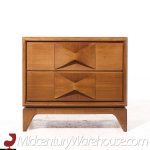 Broyhill Brasilia Style Mid Century Walnut Nightstands - Pair | Mid Century Modern Furniture - Mid Century Furniture Chicago Broyhill Brasilia Style Mid Century Walnut Nightstands - Pair