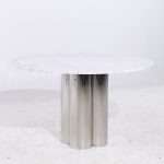 Brueton Mid Century Chrome and Marble Pedestal Dining Table | Mid Century Modern Furniture - Mid Century Furniture Chicago Brueton Mid Century Chrome and Marble Pedestal Dining Table