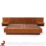 D-scan Mid Century Danish Teak and Brass King Platform Bed with Floating Nightstands | Mid Century Modern Furniture - Mid Century Furniture Chicago D-scan Mid Century Danish Teak and Brass King Platform Bed with Floating Nightstands
