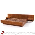 D-scan Mid Century Danish Teak and Brass King Platform Bed with Floating Nightstands | Mid Century Modern Furniture - Mid Century Furniture Chicago D-scan Mid Century Danish Teak and Brass King Platform Bed with Floating Nightstands