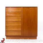 Danflex Mid Century Danish Teak Tambour Door Armoire Highboy Dresser | Mid Century Modern Furniture - Mid Century Furniture Chicago Danflex Mid Century Danish Teak Tambour Door Armoire Highboy Dresser