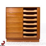 Danflex Mid Century Danish Teak Tambour Door Armoire Highboy Dresser | Mid Century Modern Furniture - Mid Century Furniture Chicago Danflex Mid Century Danish Teak Tambour Door Armoire Highboy Dresser