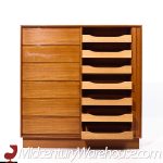 Danflex Mid Century Danish Teak Tambour Door Armoire Highboy Dresser | Mid Century Modern Furniture - Mid Century Furniture Chicago Danflex Mid Century Danish Teak Tambour Door Armoire Highboy Dresser