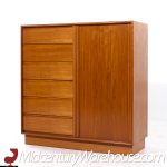 Danflex Mid Century Danish Teak Tambour Door Armoire Highboy Dresser | Mid Century Modern Furniture - Mid Century Furniture Chicago Danflex Mid Century Danish Teak Tambour Door Armoire Highboy Dresser
