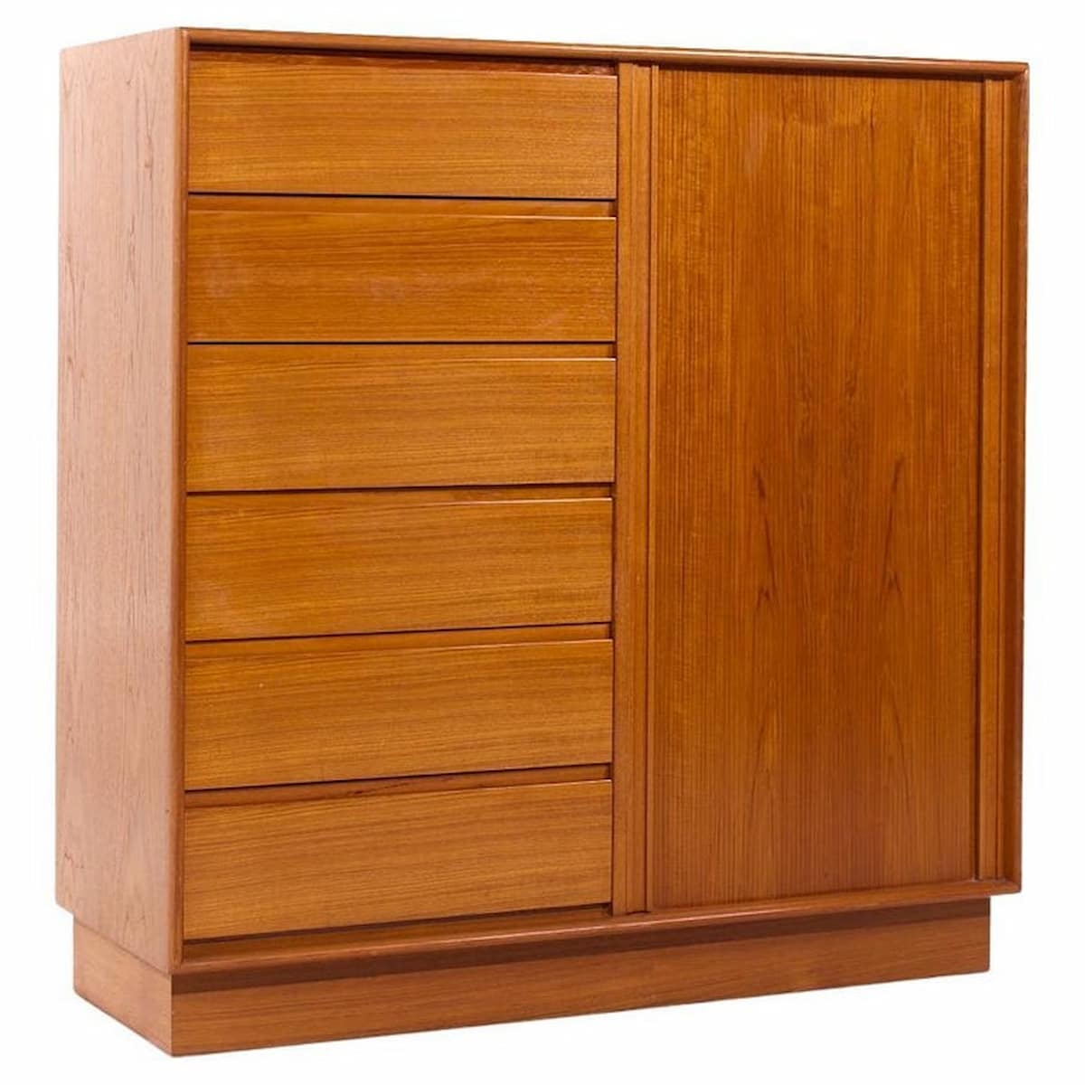 Danflex Mid Century Danish Teak Tambour Door Armoire Highboy Dresser