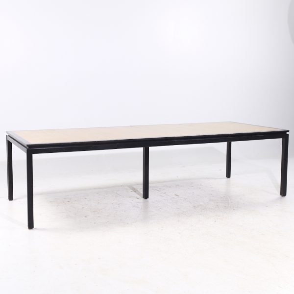 Edward Wormley for Dunbar Mid Century Rosewood and Ebonized Oak Expanding Dining Table with 2 Leaves