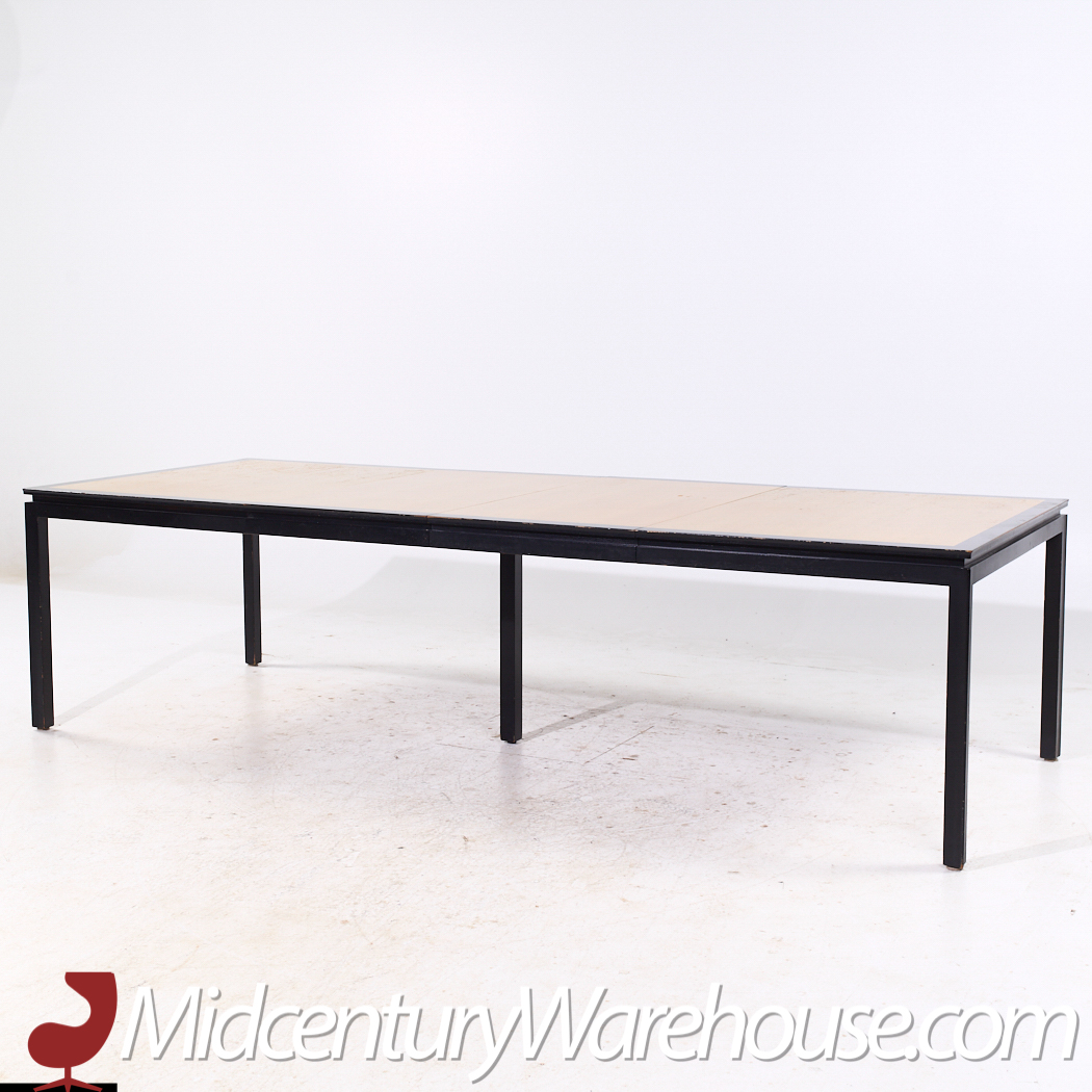 Edward Wormley for Dunbar Mid Century Rosewood and Ebonized Oak Expanding Dining Table with 2 Leaves