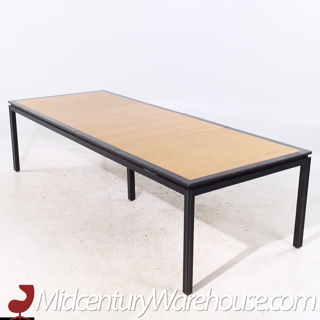 Edward Wormley for Dunbar Mid Century Rosewood and Ebonized Oak Expanding Dining Table with 2 Leaves