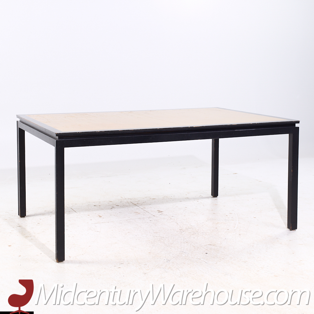 Edward Wormley for Dunbar Mid Century Rosewood and Ebonized Oak Expanding Dining Table with 2 Leaves