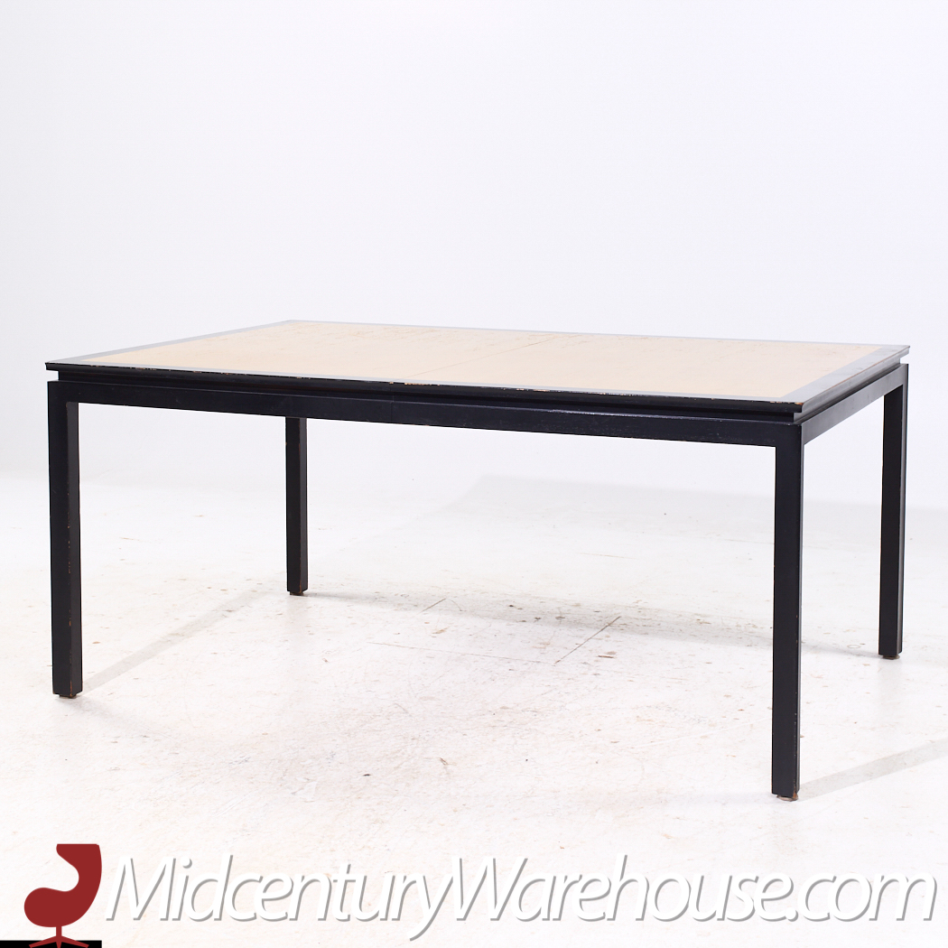 Edward Wormley for Dunbar Mid Century Rosewood and Ebonized Oak Expanding Dining Table with 2 Leaves