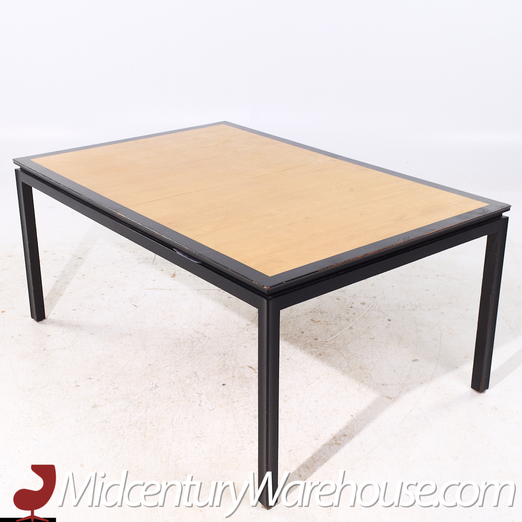 Edward Wormley for Dunbar Mid Century Rosewood and Ebonized Oak Expanding Dining Table with 2 Leaves