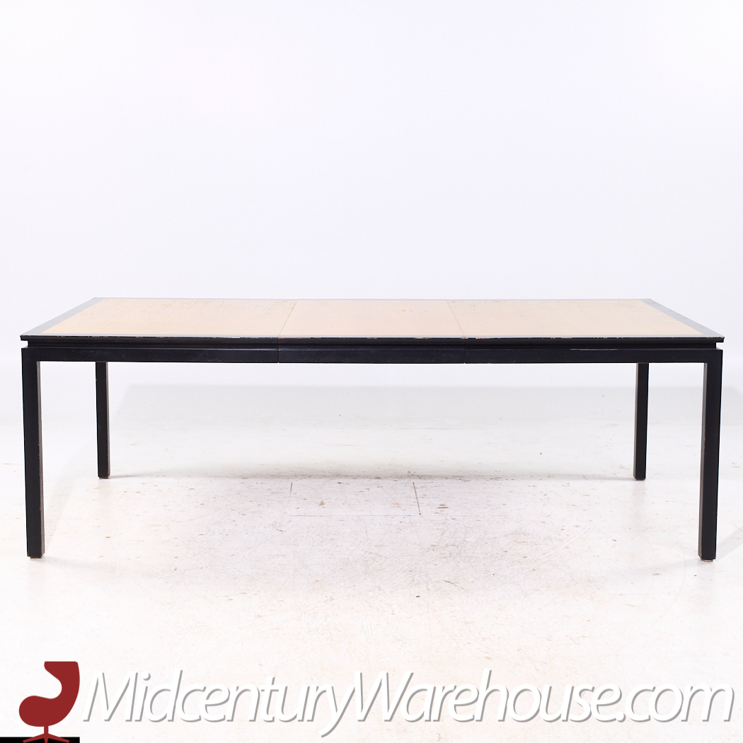 Edward Wormley for Dunbar Mid Century Rosewood and Ebonized Oak Expanding Dining Table with 2 Leaves
