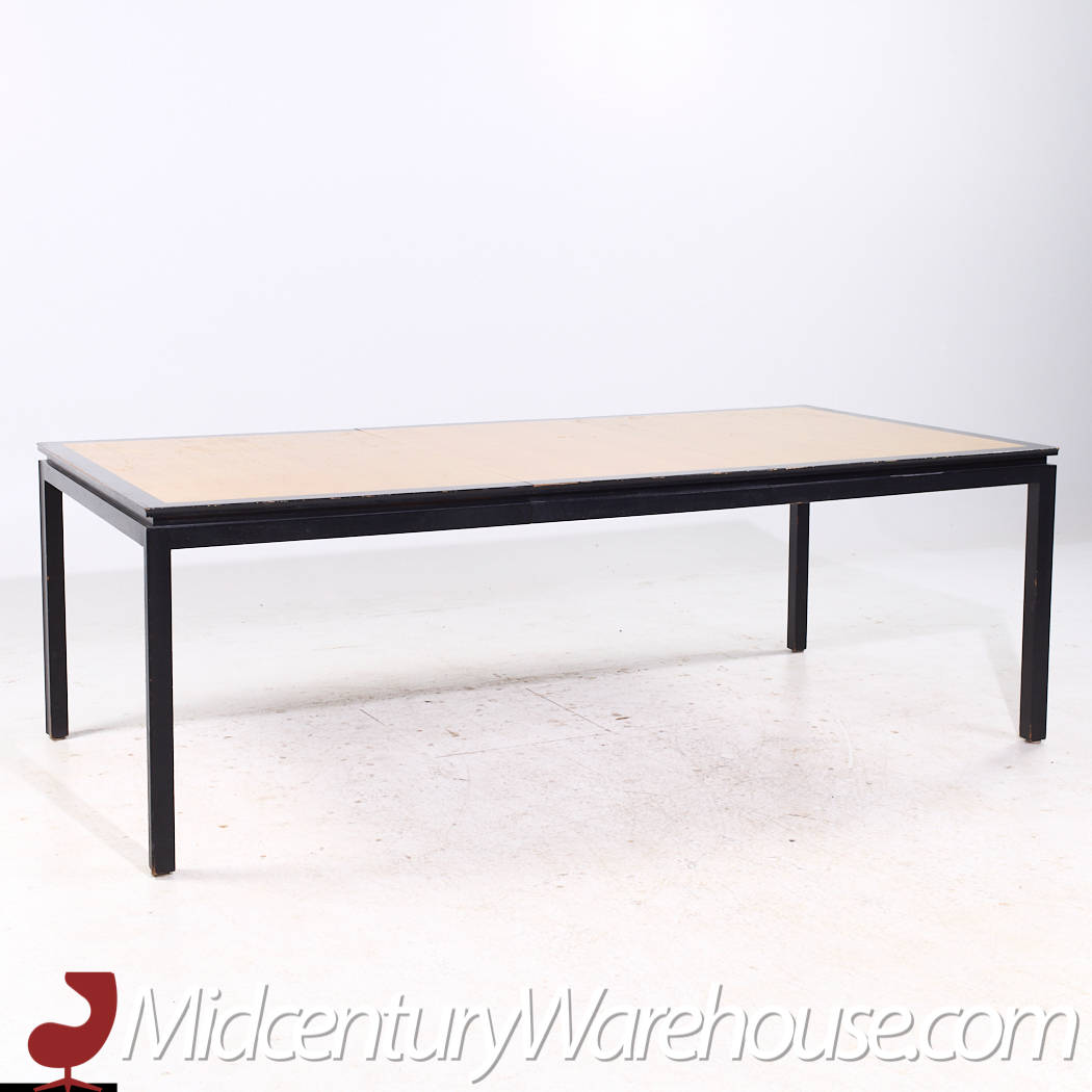 Edward Wormley for Dunbar Mid Century Rosewood and Ebonized Oak Expanding Dining Table with 2 Leaves