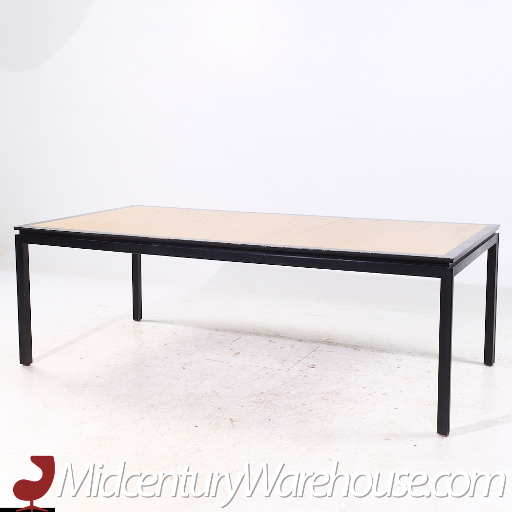 Edward Wormley for Dunbar Mid Century Rosewood and Ebonized Oak Expanding Dining Table with 2 Leaves